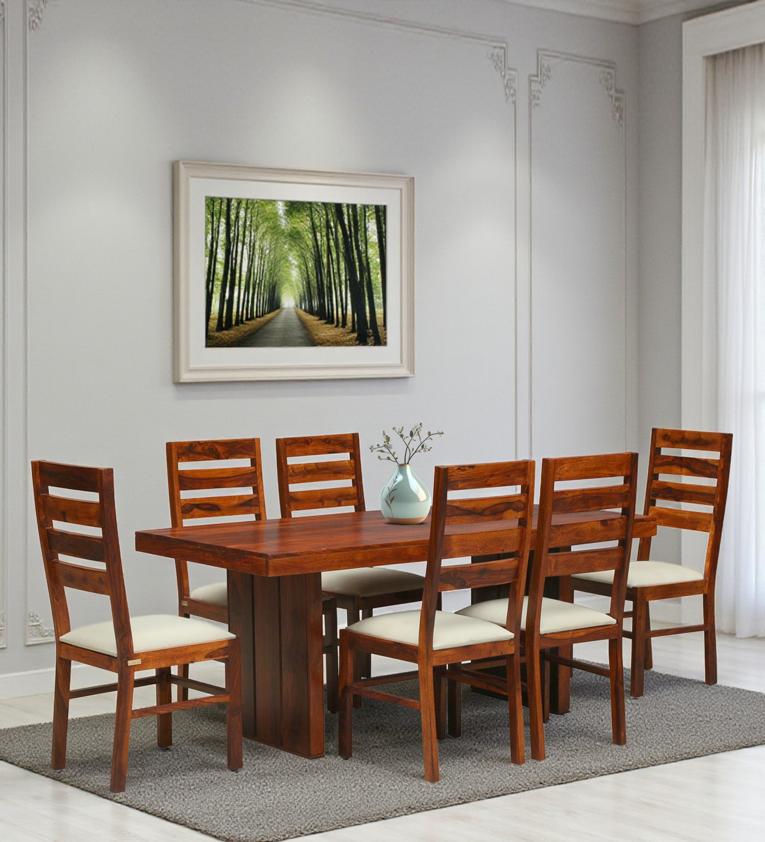 Mayor Solid Sheesham Wood 6 Seater Dining Table Set - 3 Years Warranty