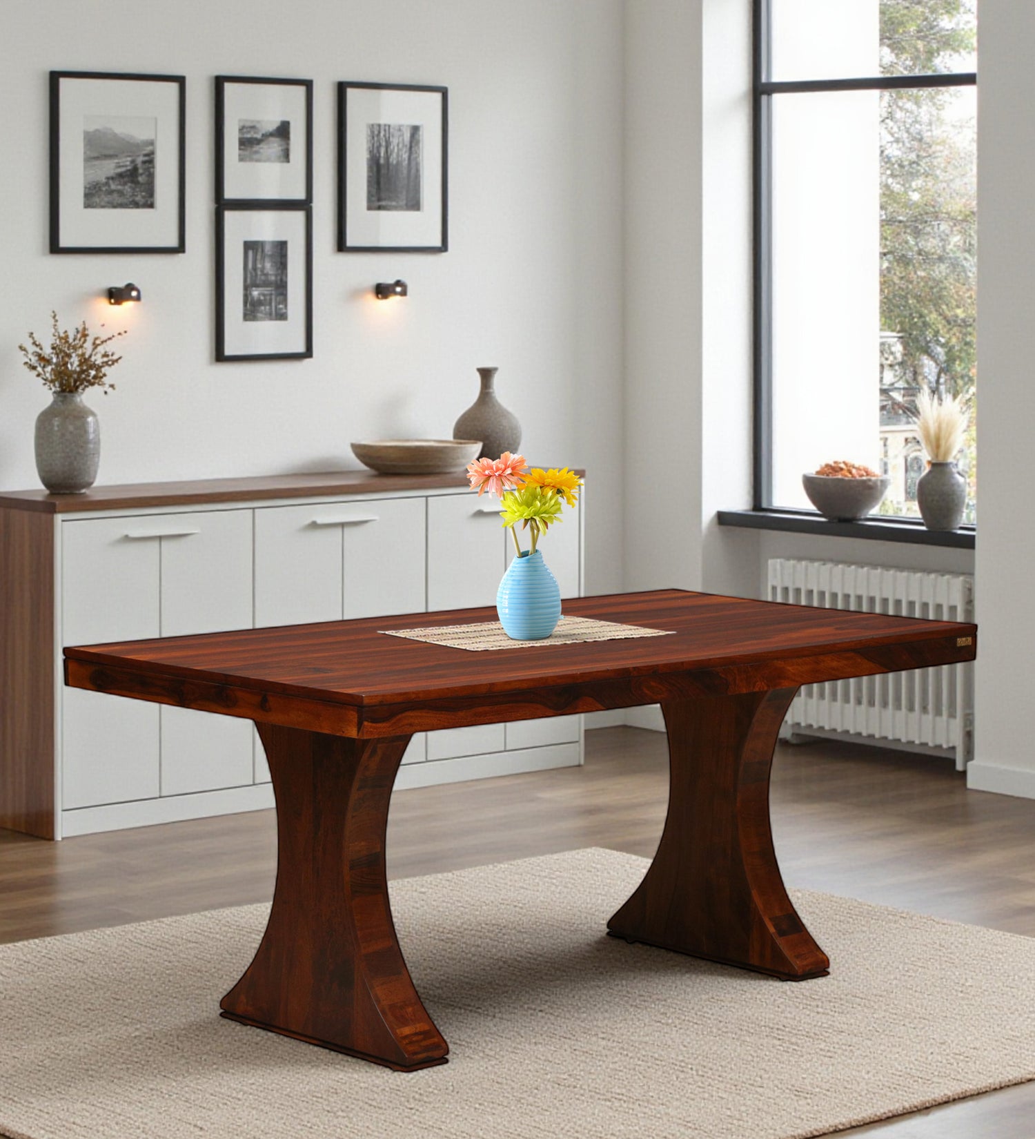 Maron Solid Sheesham Wood 6 Seater Dining Table - 3 Years Warranty