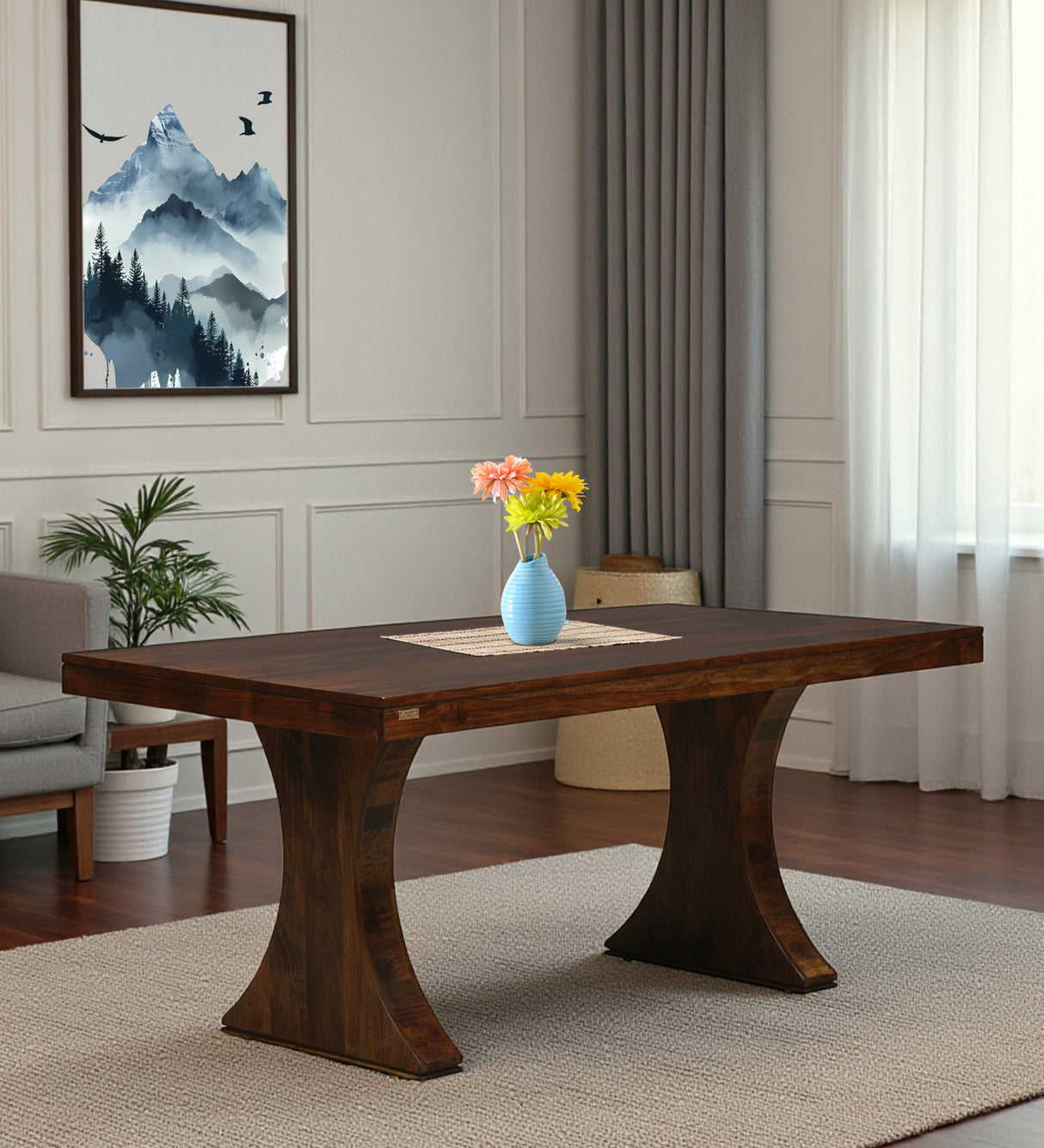 Maron Solid Sheesham Wood 6 Seater Dining Table - 3 Years Warranty