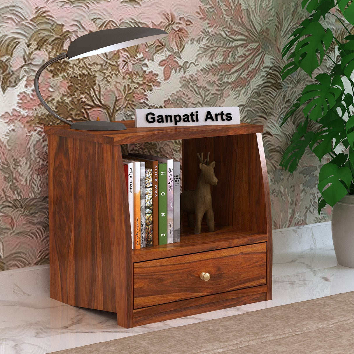 Mayor Solid Sheesham Wood  Bedside Table With One Drawer - 3 Years Warranty