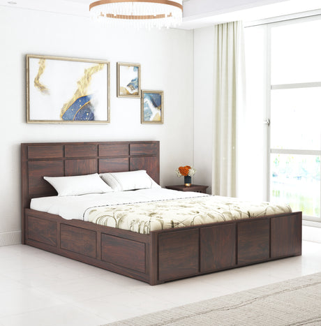 Scott Solid Sheesham Wood Bed With Hydraulic Storage - 1 Year Warranty