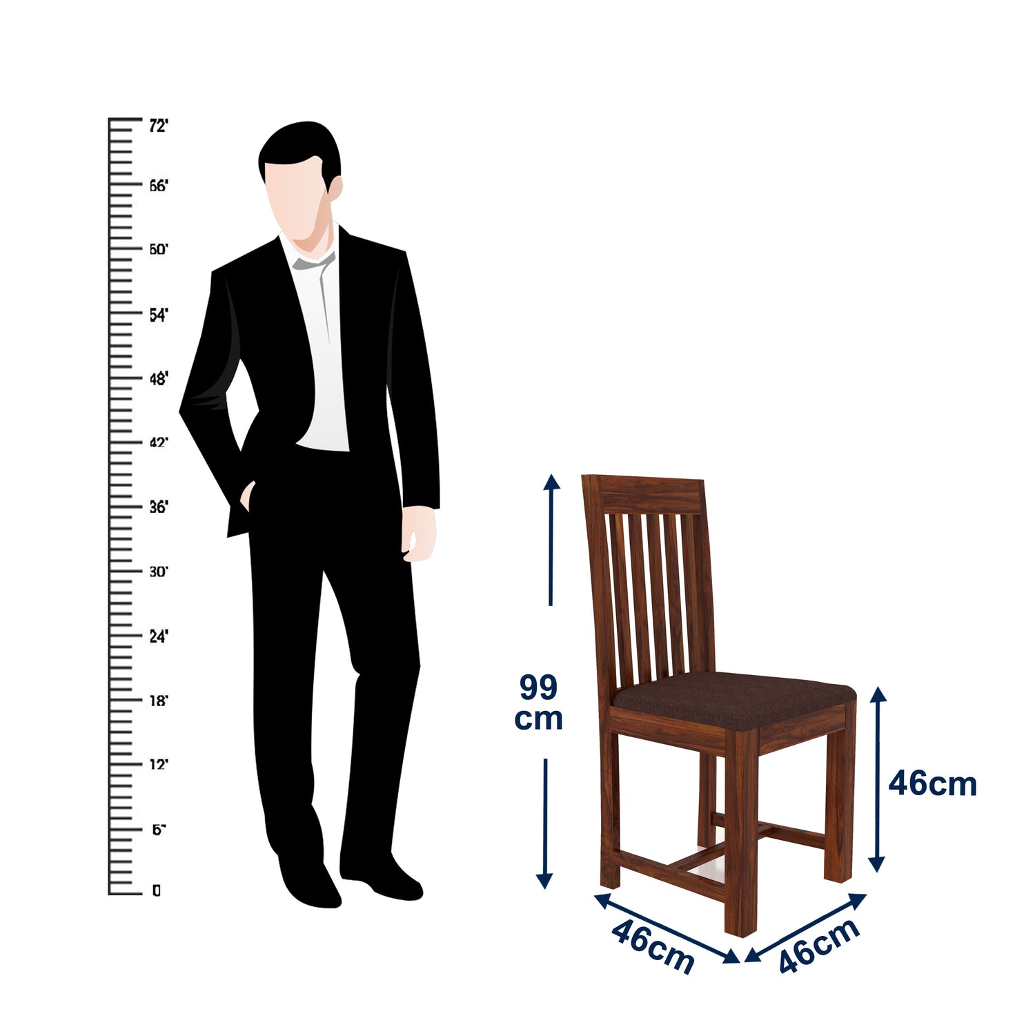 Maldives Solid Sheesham Wood Dining Chair - 3 Years Warranty
