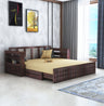 OSLO Solid Sheesham Wood 3 Seater Sofa Cum Bed With Mini Storage and Side Pockets - 1 Year Warranty