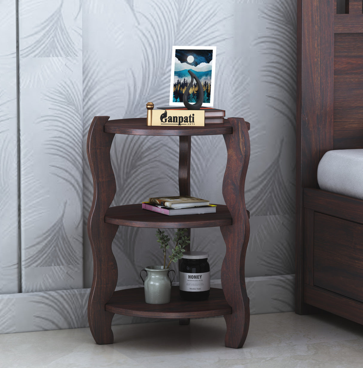 Crew Solid Sheesham Wood Bedside Table - 3 Years Warranty