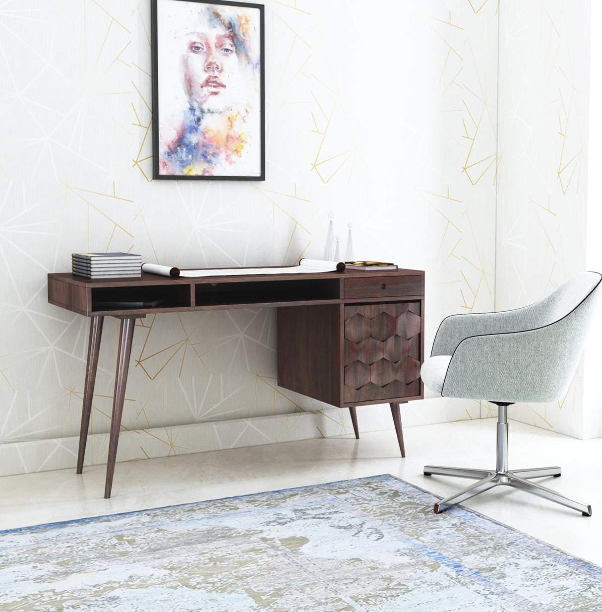 Monte Solid Sheesham Wood Desk and Study Table - 3 Years Warranty