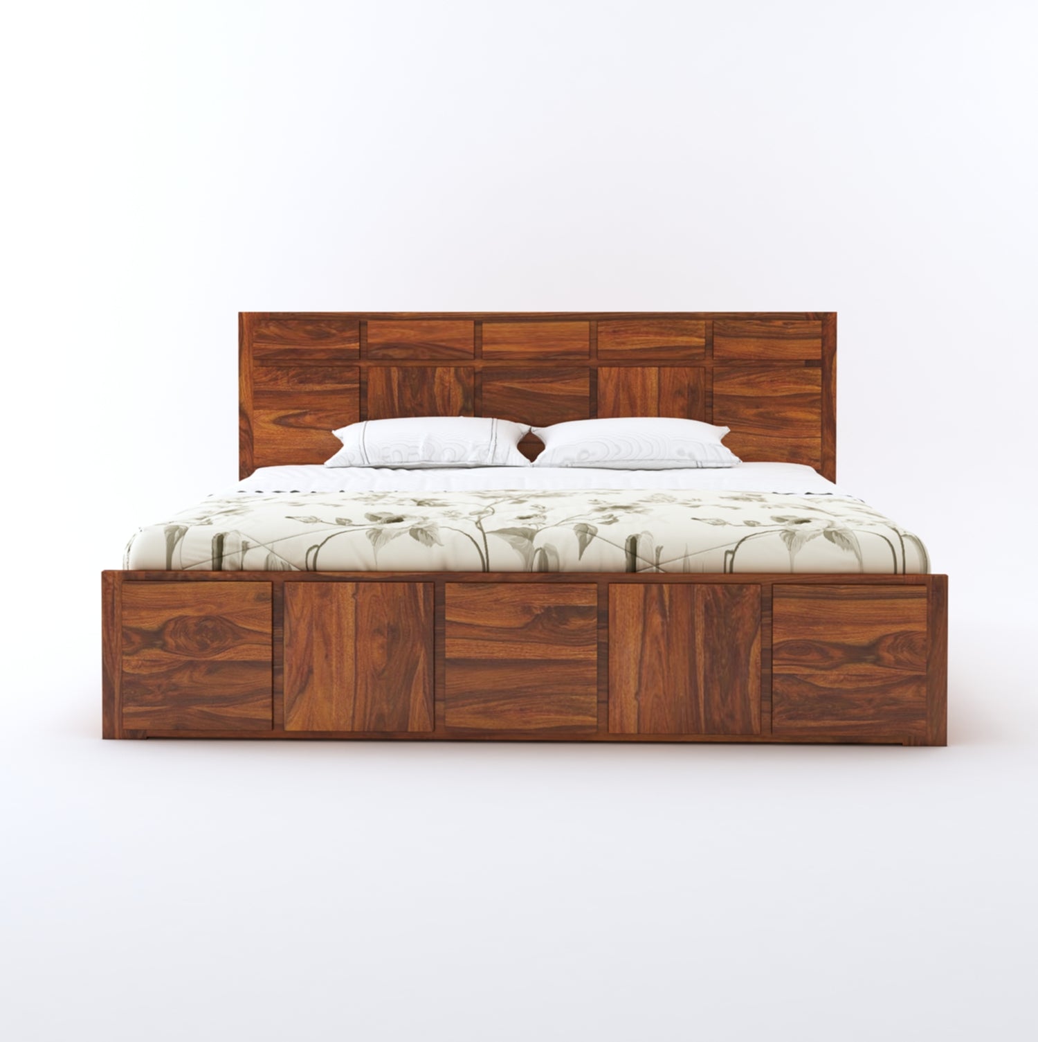 Scott Solid Sheesham Wood Bed With Box Storage - 3 Years Warranty