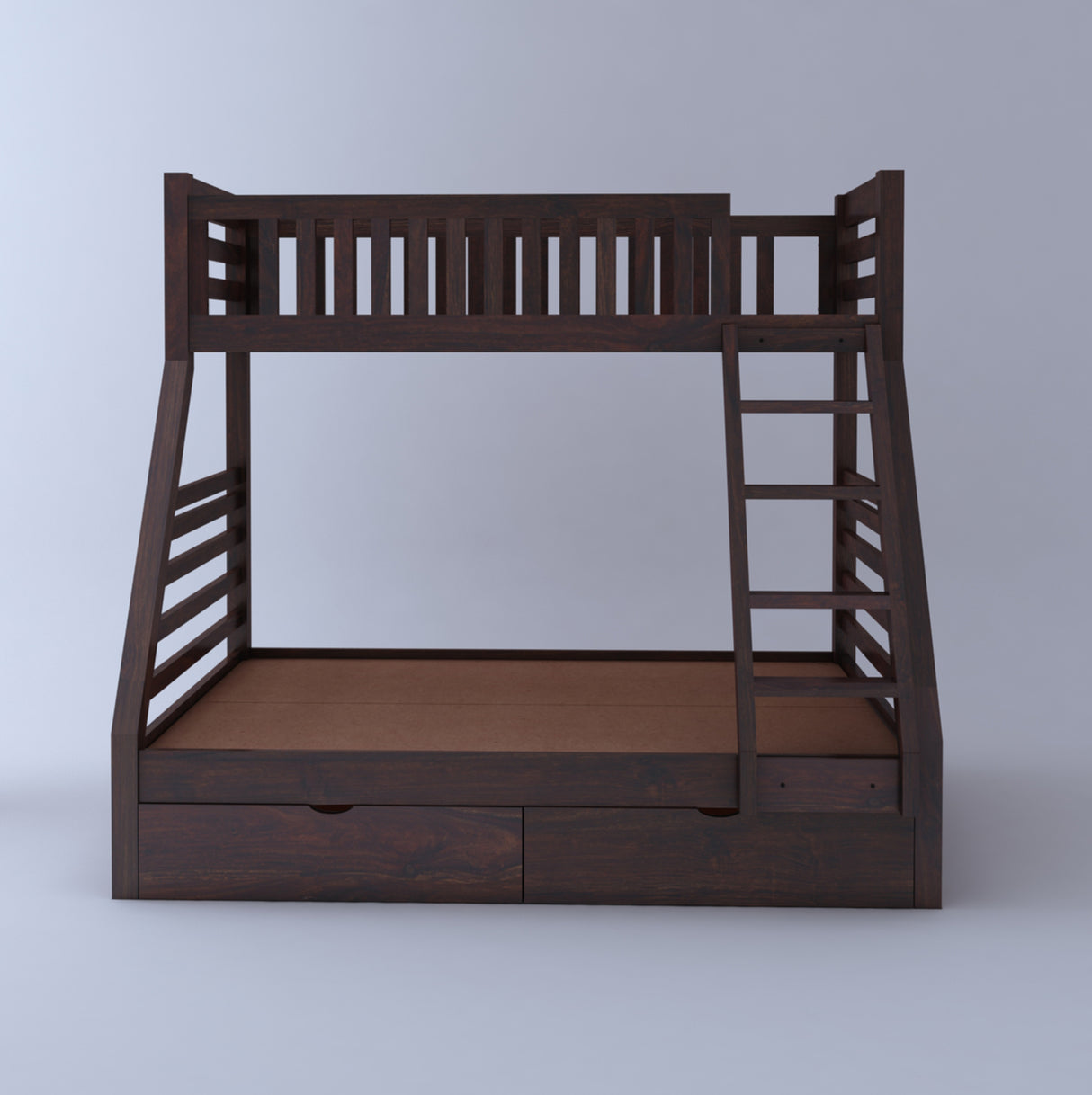 Intalian Solid Sheesham Bunk Bed With Drawer Storage - 3 Years Warranty