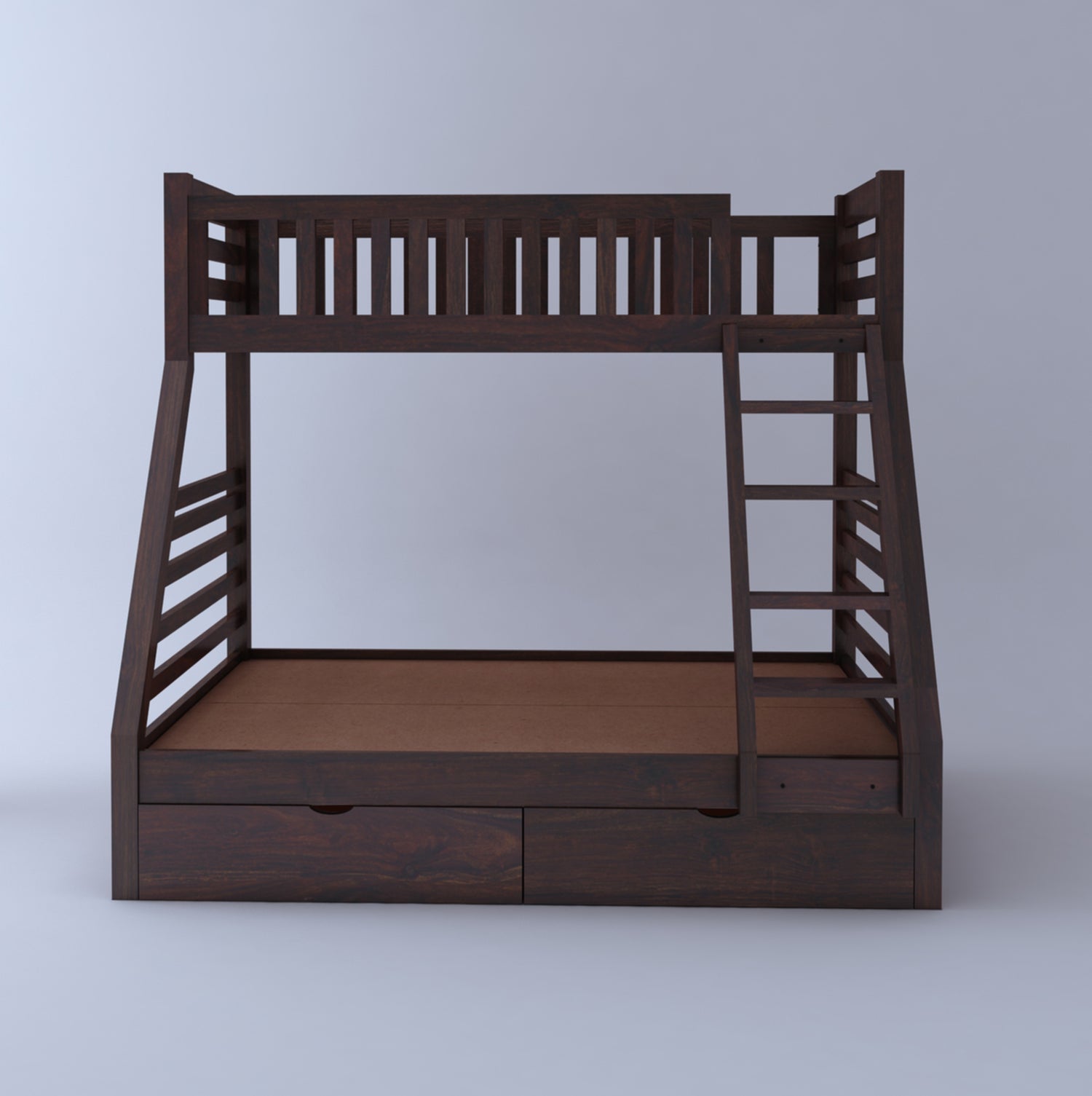 Intalian Solid Sheesham Bunk Bed With Drawer Storage - 3 Years Warranty
