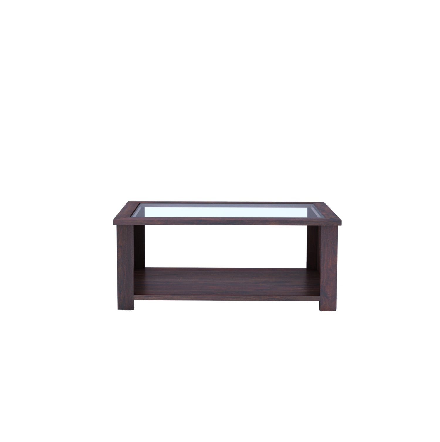 Maharaja Solid Sheesham Wood Coffee Table With Glass Top - 3 Years Warranty