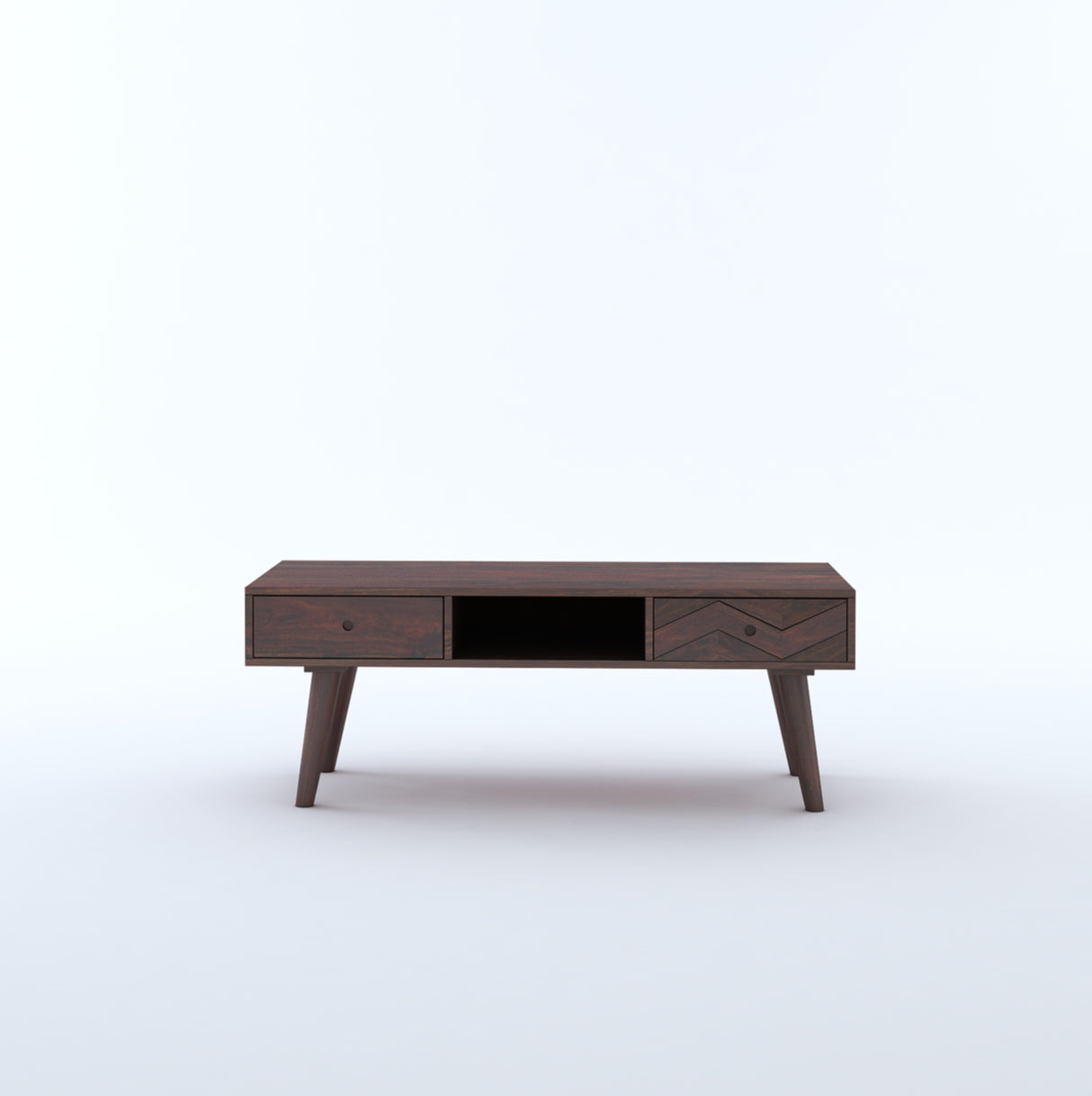Simon Solid Sheesham Wood Coffee Table With Two Drawer Storage - 3 Years Warranty