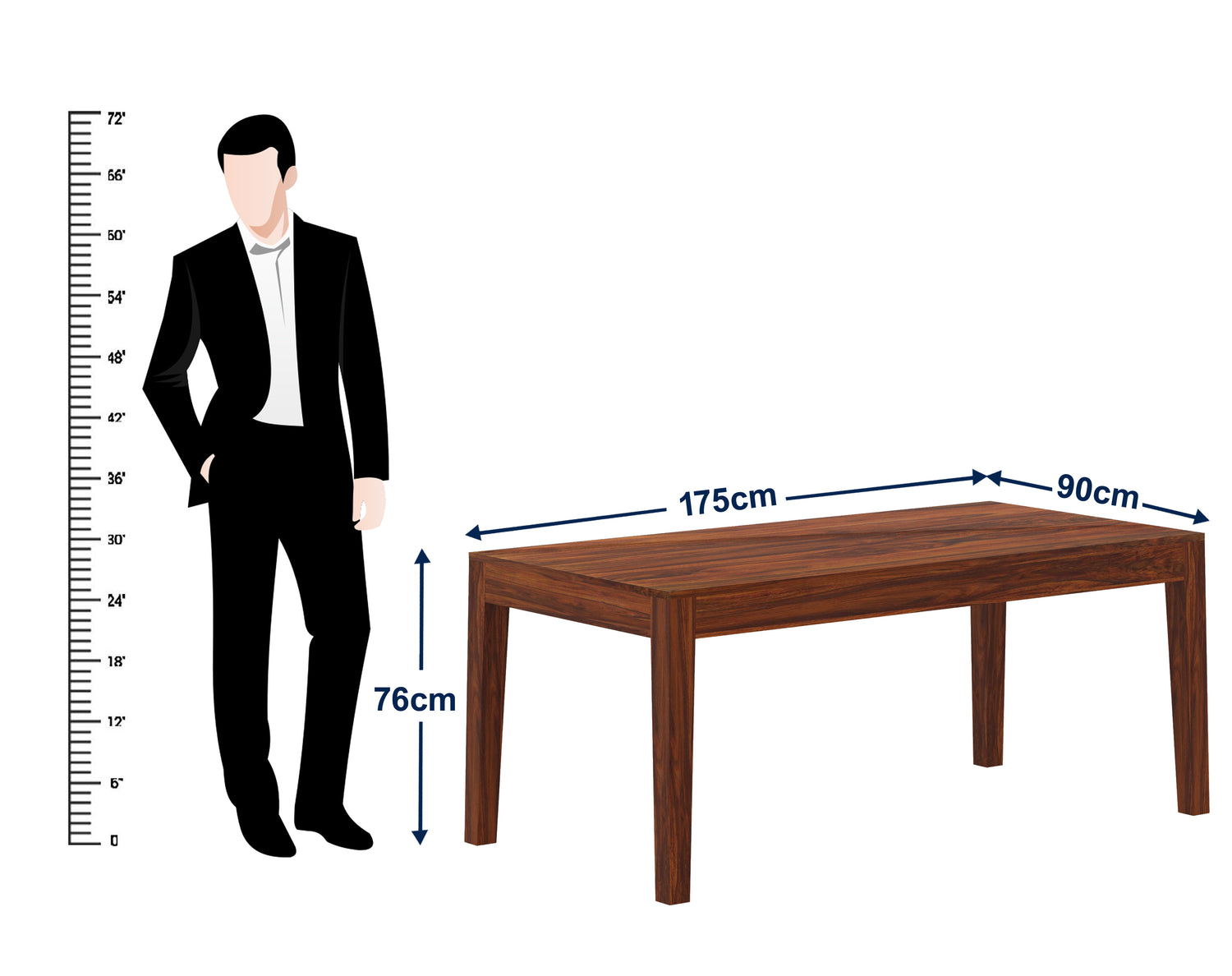 Maldives Solid Sheesham Wood 6 Seater Dining Table - 3 Years Warranty