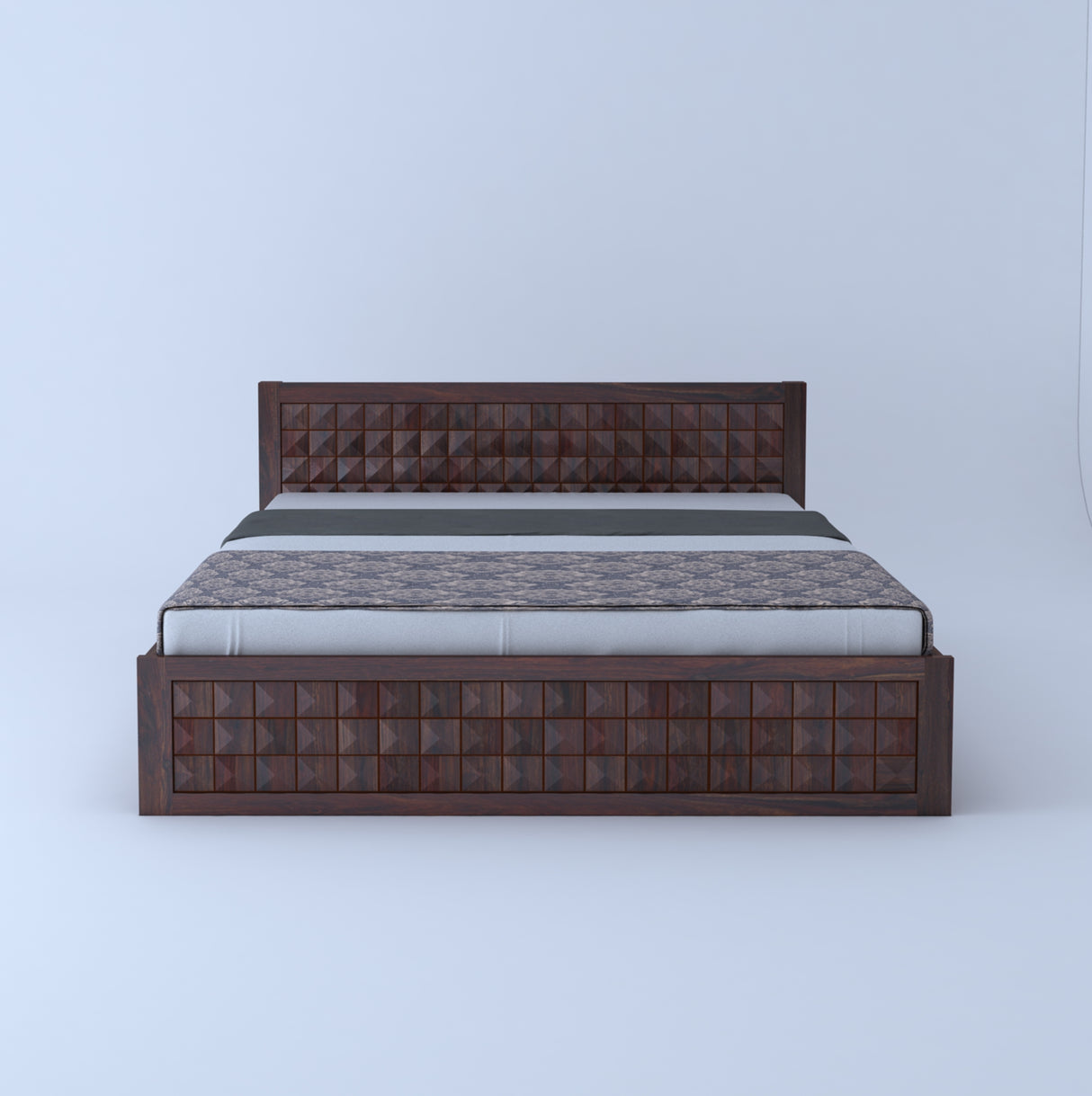 Oslo Diamond Solid Sheesham Wood Hydraulic Storage Bed - 3 Years Warranty