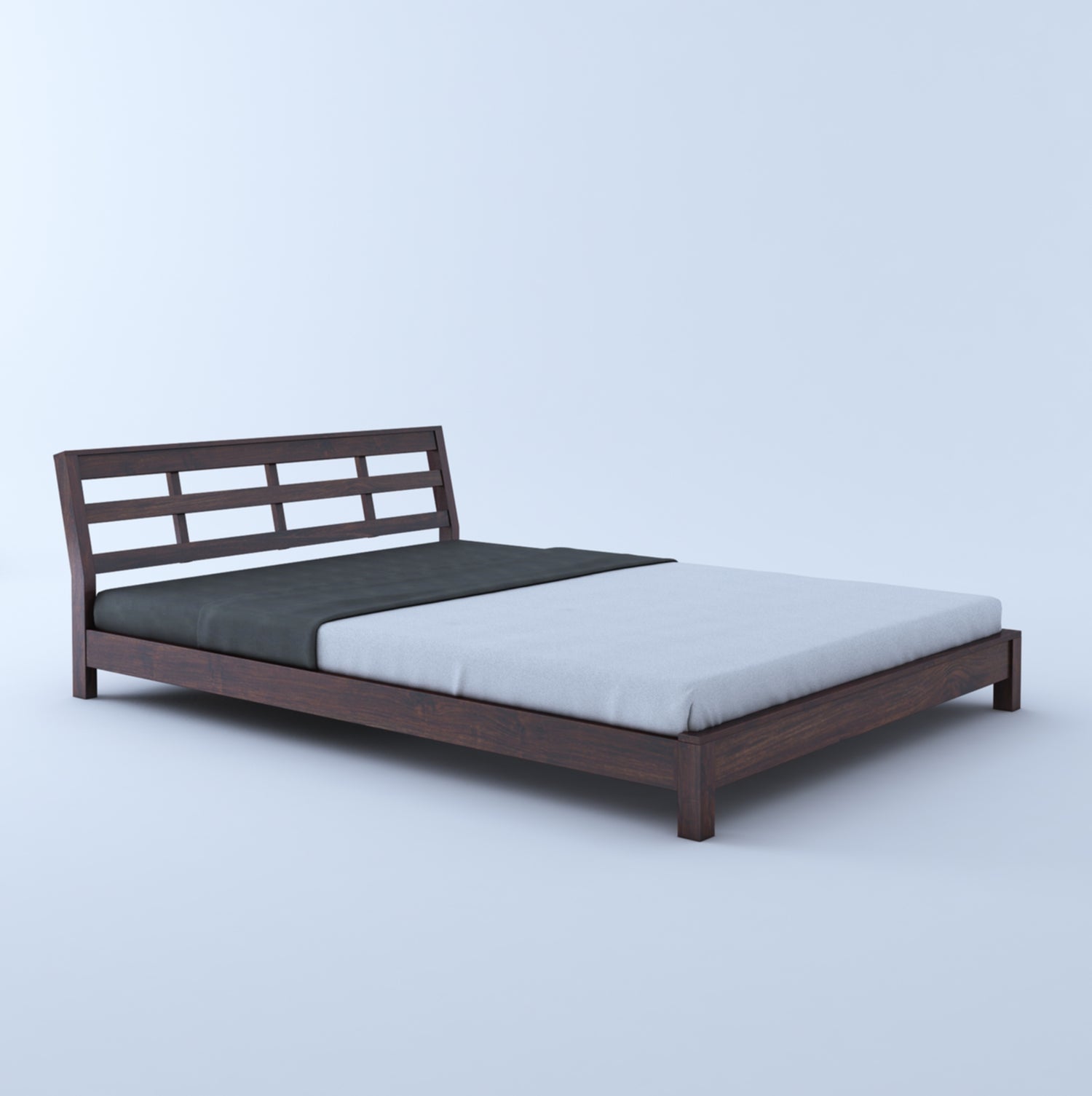 LATIN New Low Height Solid Sheesham Wood Bed Without Storage - 3 Years Warranty