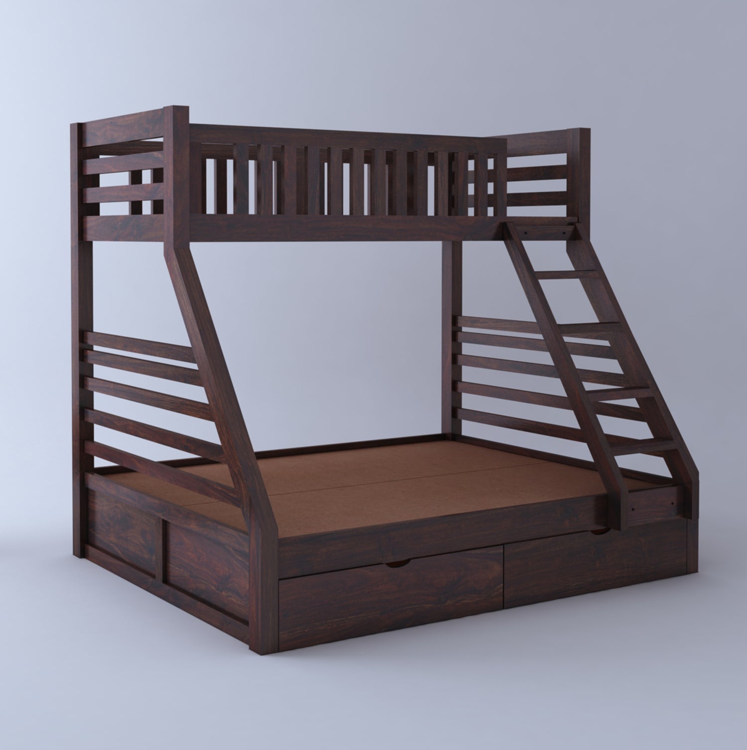 Intalian Solid Sheesham Bunk Bed With Drawer Storage - 3 Years Warranty