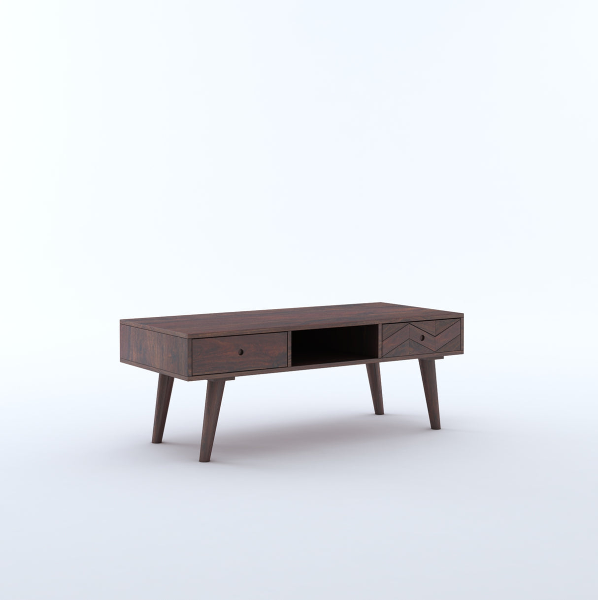 Simon Solid Sheesham Wood Coffee Table With Two Drawer Storage - 3 Years Warranty