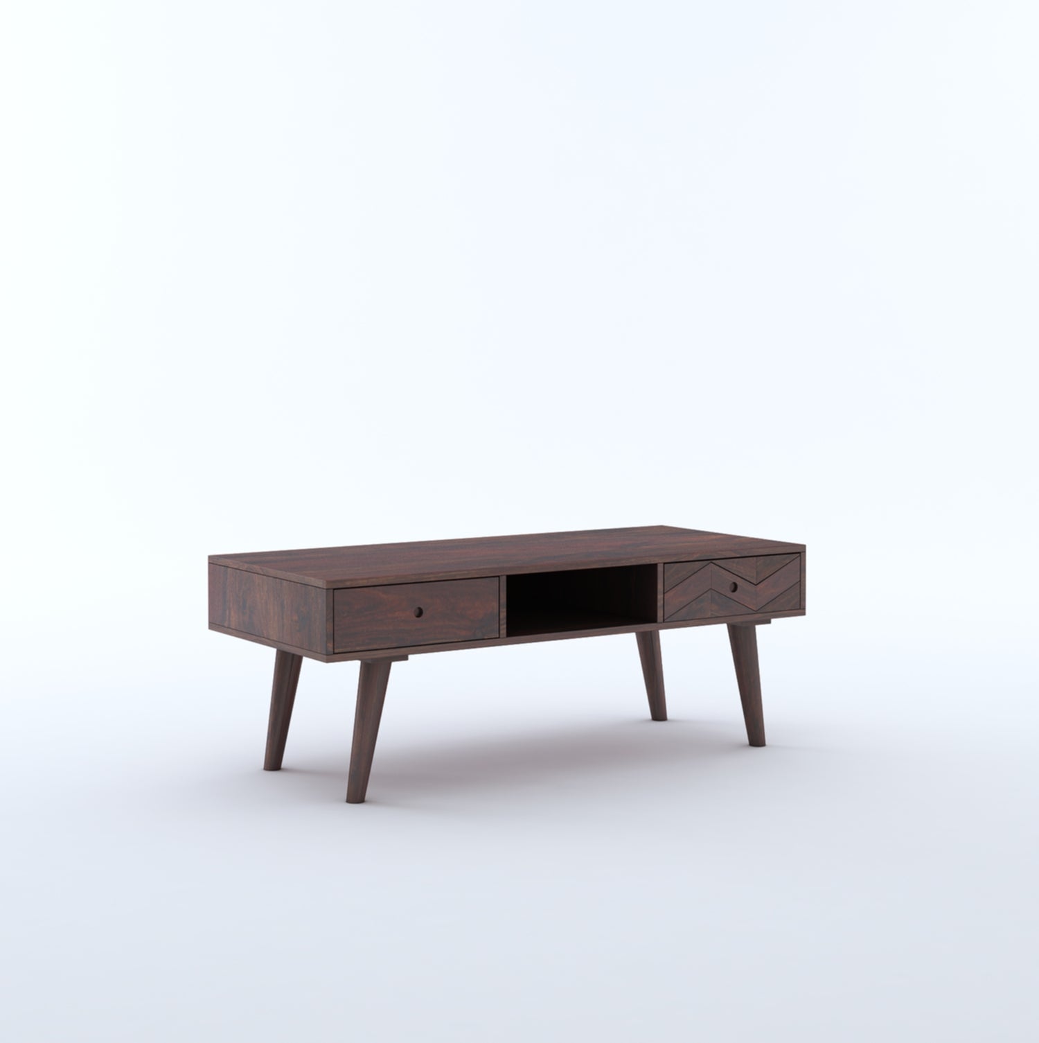 Simon Solid Sheesham Wood Coffee Table With Two Drawer Storage - 3 Years Warranty