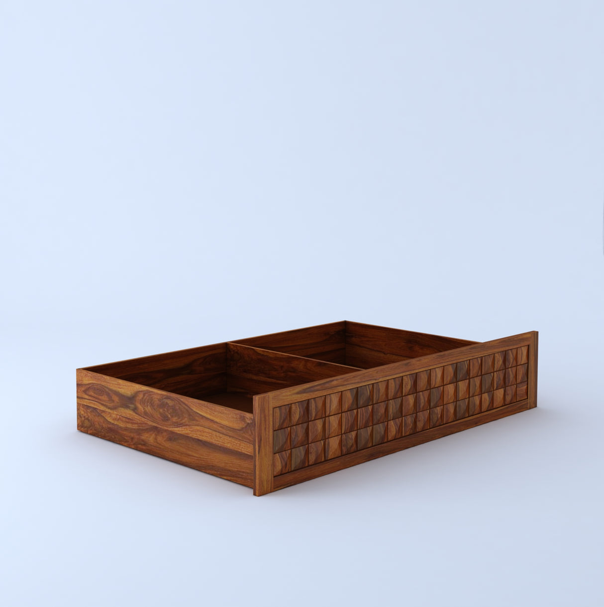 Oslo Diamond Solid Sheesham Wood Bed With Half Box and Trolly Storage - 3 Years Warranty
