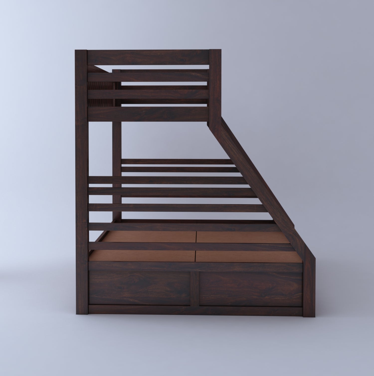 Intalian Solid Sheesham Bunk Bed With Drawer Storage - 3 Years Warranty