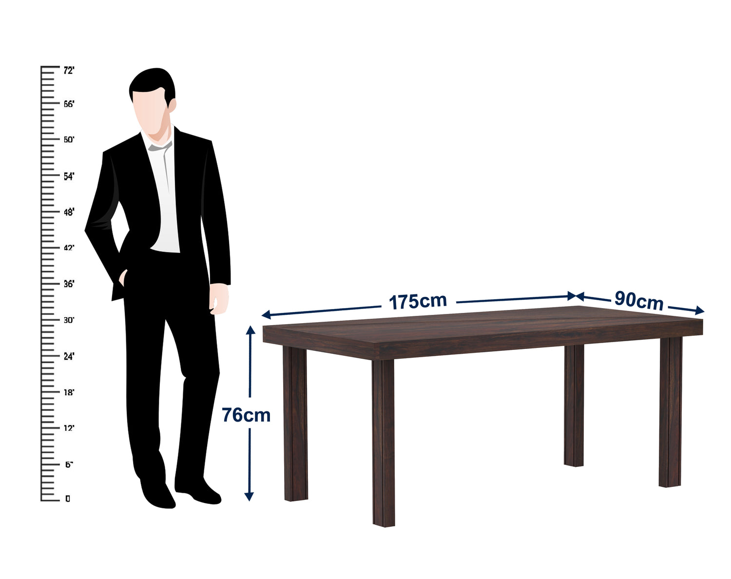 Jaipur Solid Sheesham Wood 6 Seater Dining Table - 3 Years Warranty