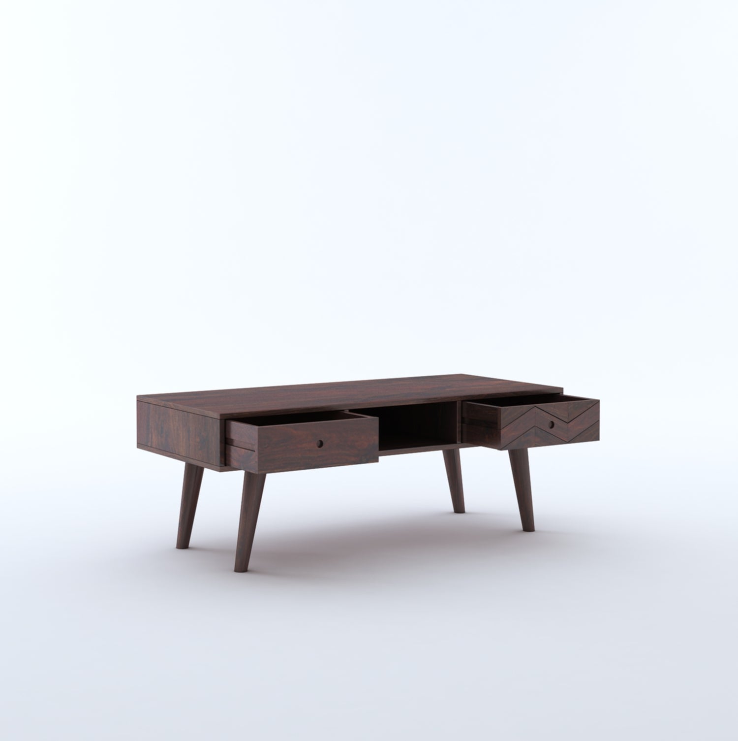 Simon Solid Sheesham Wood Coffee Table With Two Drawer Storage - 3 Years Warranty