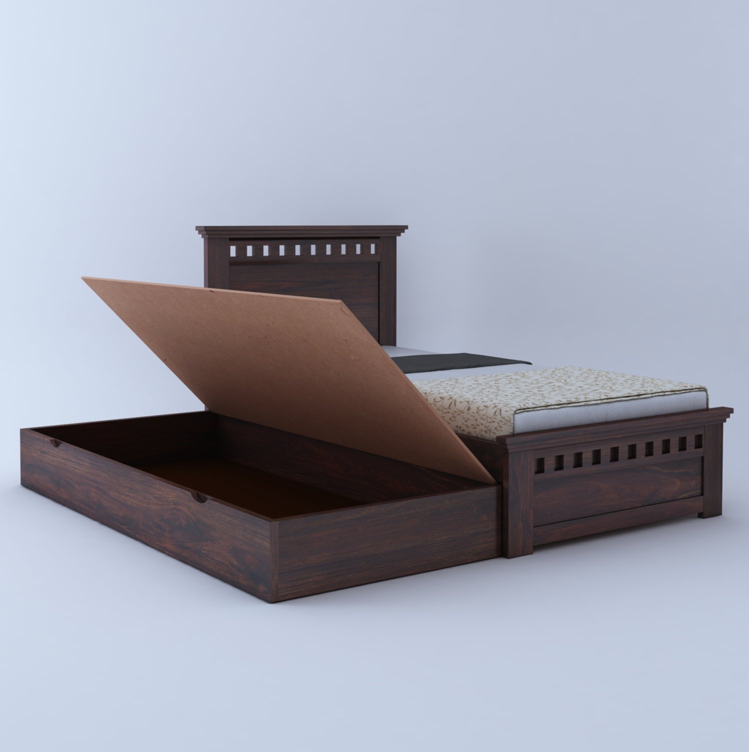 Armania Solid Sheesham Wood Single Trundle Bed With Storage - 3 Years Warranty