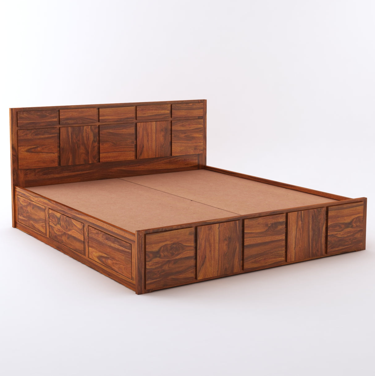 Scott Solid Sheesham Wood Bed With Box Storage - 3 Years Warranty