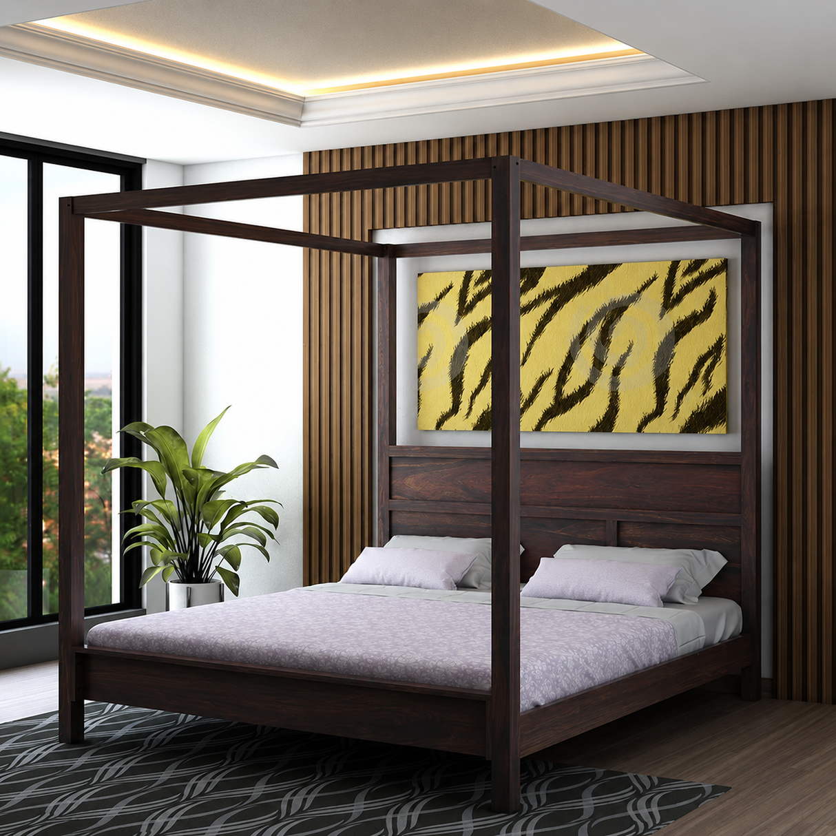 Rayon Grand Poster Solid Sheesham Wood Bed - 3 Years Warranty