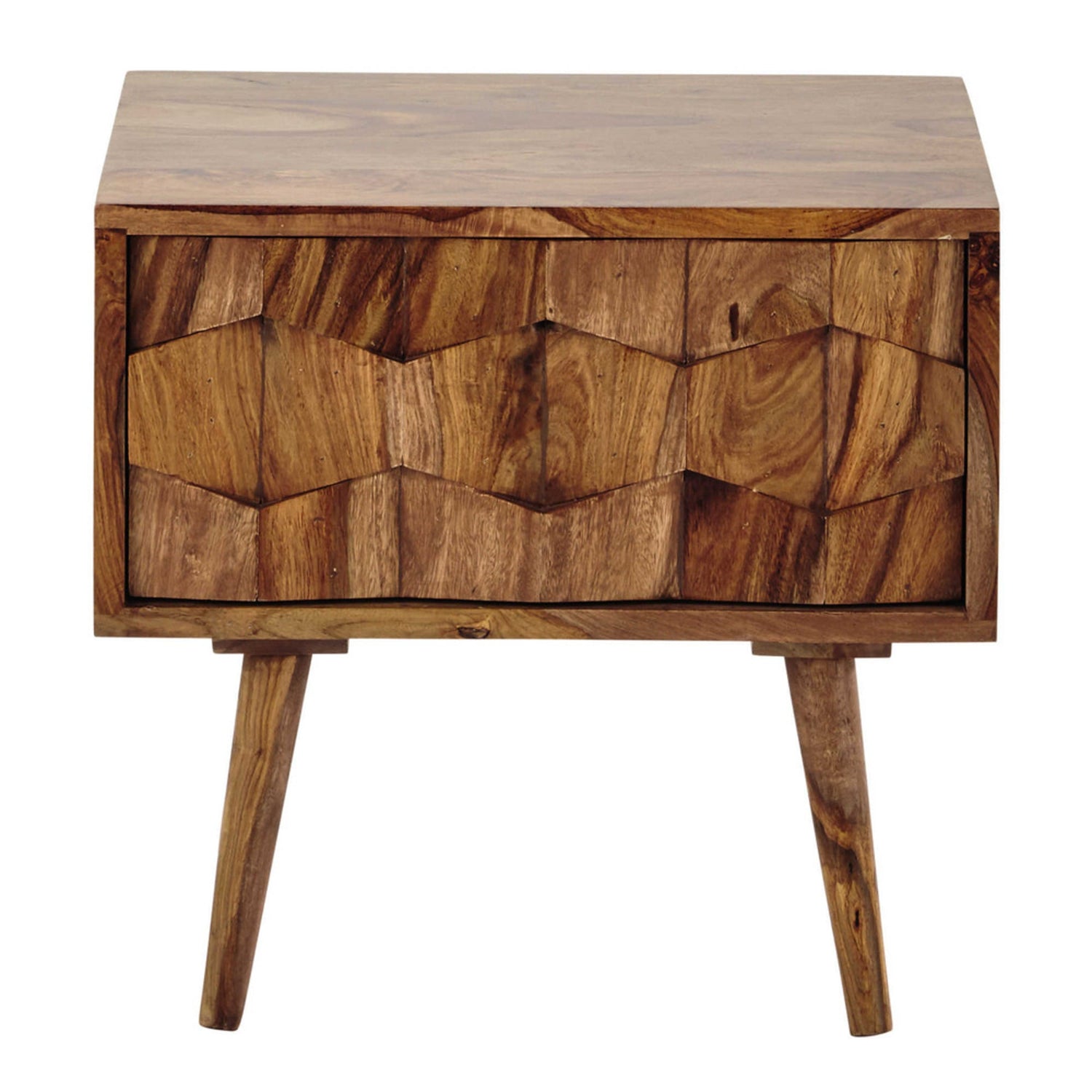 Monte Solid Sheesham Wood Bedside Table With One Drawer - 3 Years Warranty