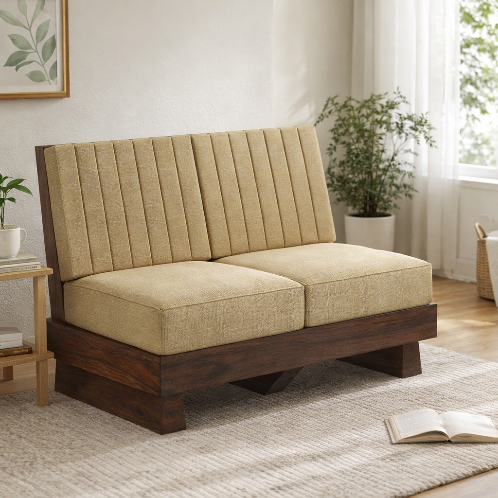 RONNY Solid Sheesham Wood 2 Seater Sofa - 3 Year Warranty (LUXE EDITION)