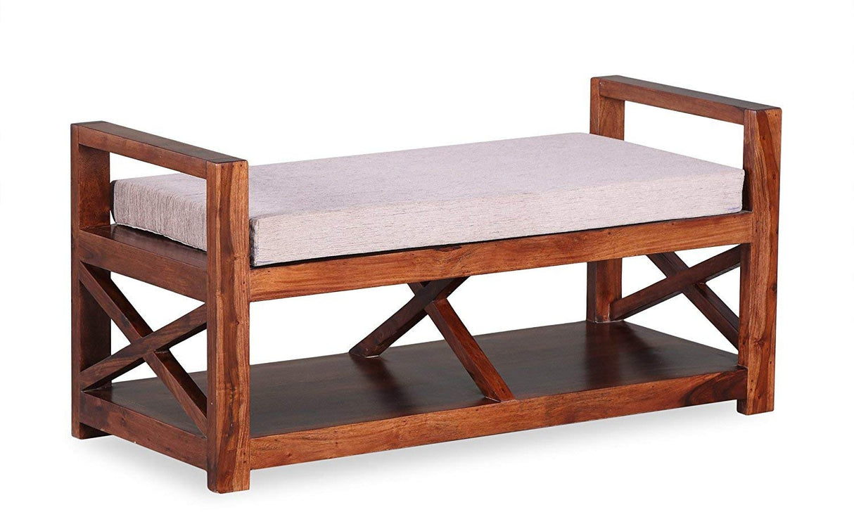 Foster Solid Sheesham Wood Bench - 3 Years Warranty