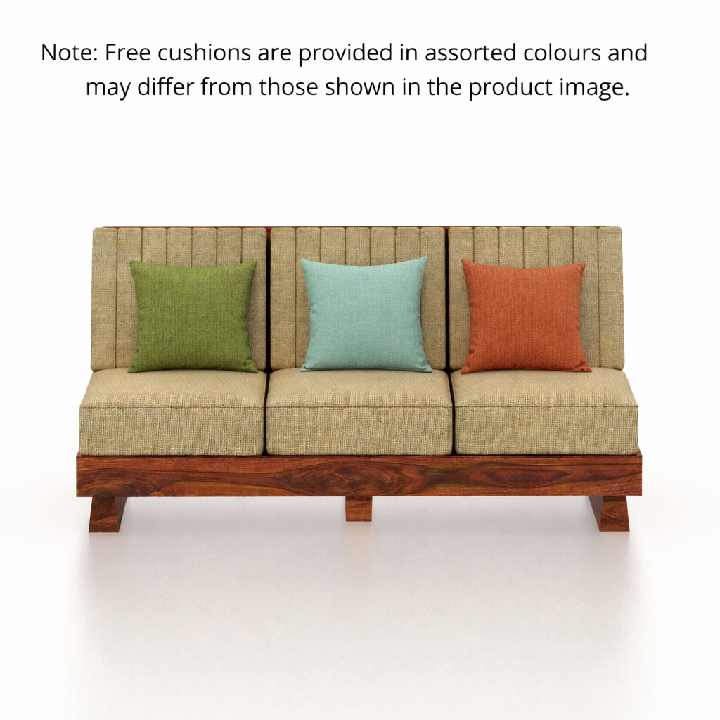 RONNY Solid Sheesham Wood 3 Seater Sofa - 3 Year Warranty (LUXE EDITION)