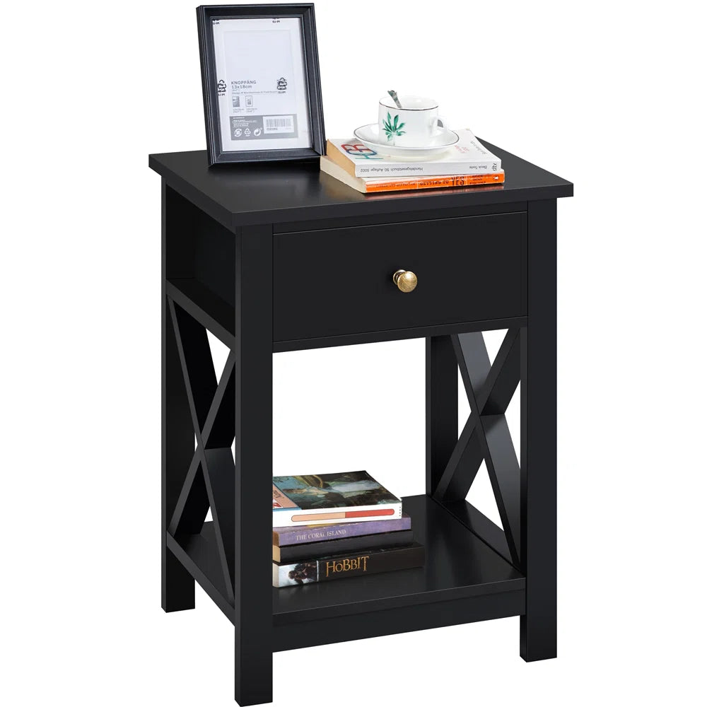 LUNA Solid Sheesham Wood Bedside Table - 3 Years Warranty (LUXE EDITION)