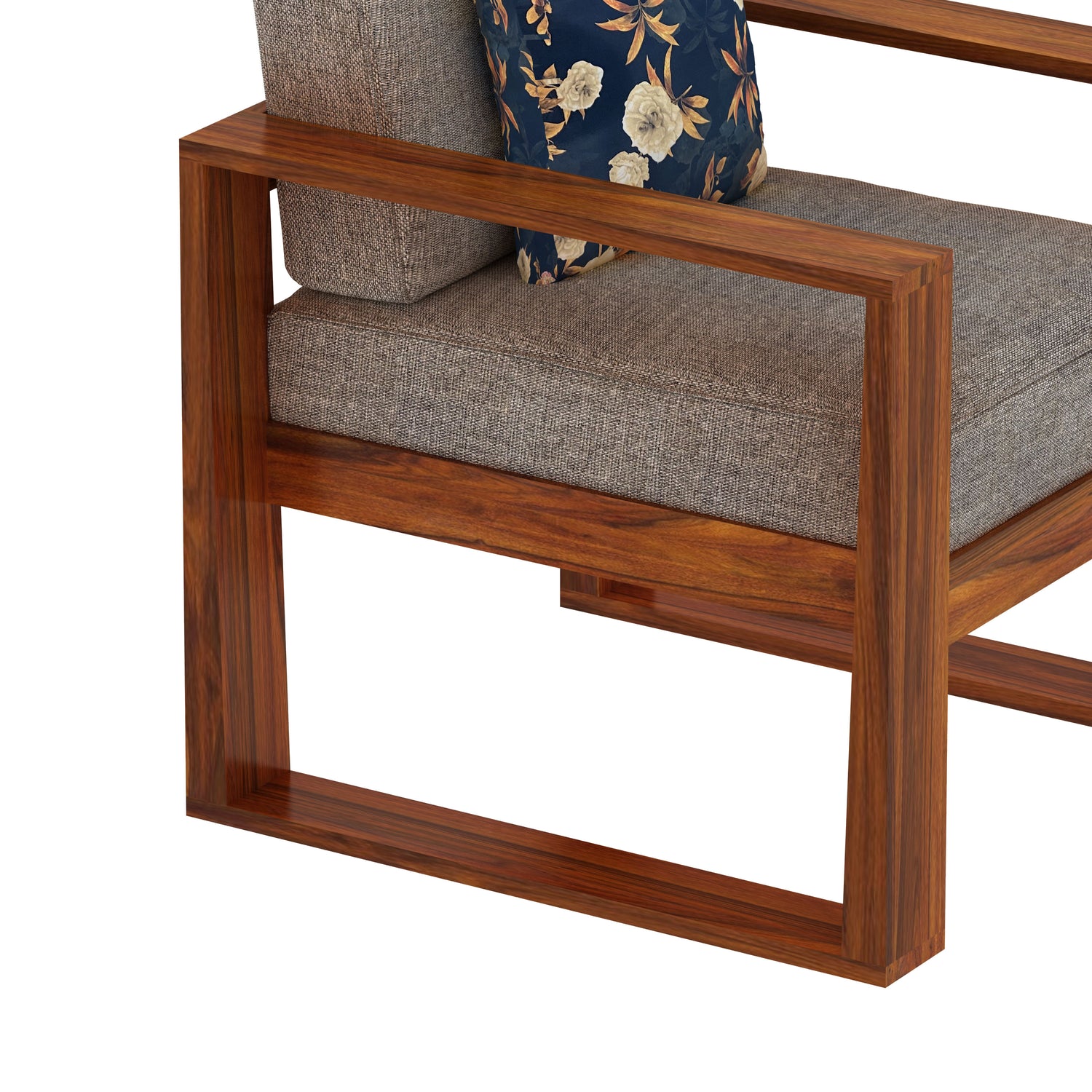 Euro Solid Sheesham Wood Single Seater Sofa - 3 Years Warranty