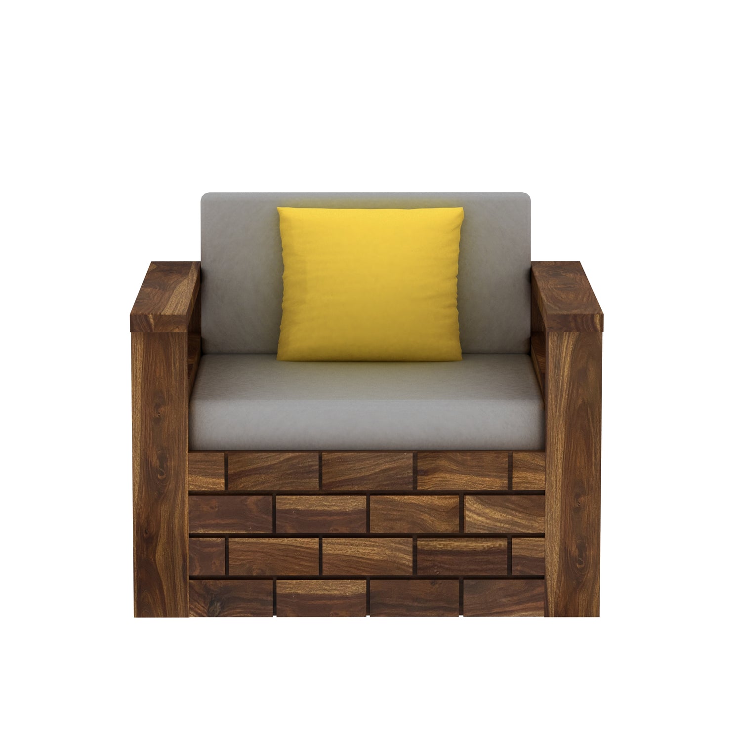 Italian Solid Sheesham Wood Single Seater Sofa - 3 Years Warranty