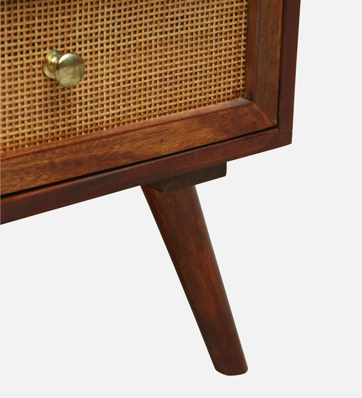 Syrus Solid Sheesham Wood Two Drawer Bedside Cane - 3 Years Warranty