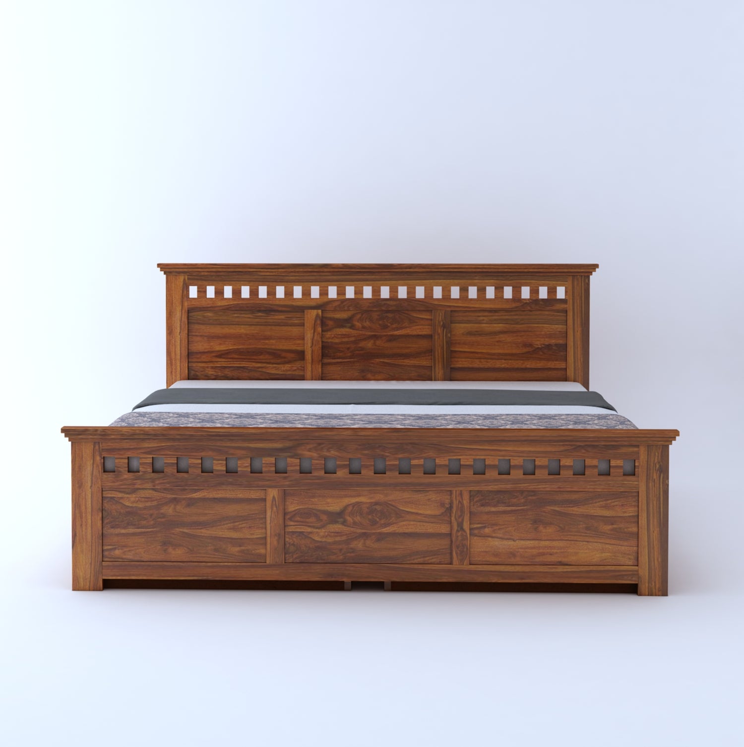 Armania Solid Sheesham Wood Bed With Four Drawer Storage - 3 Years Warranty