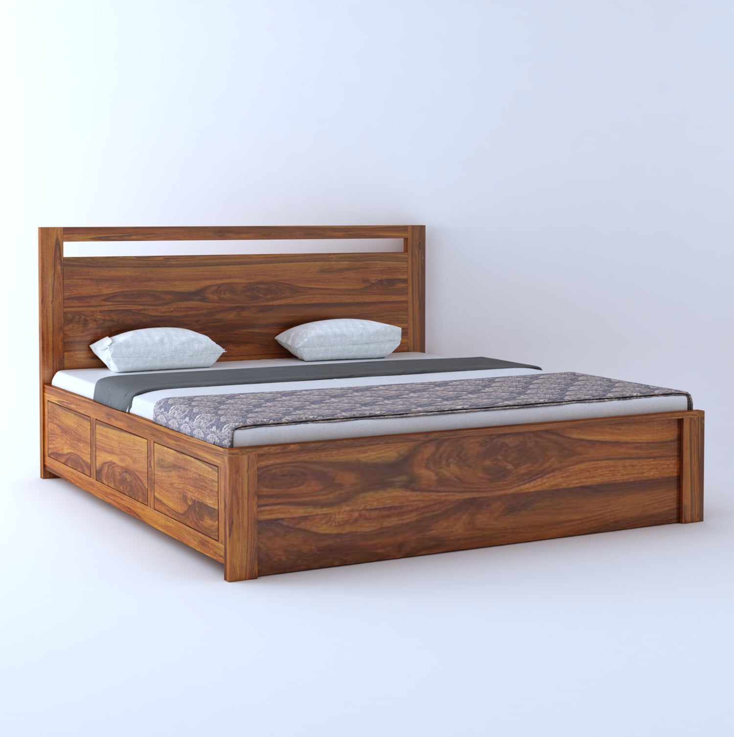 Jaipur Solid Sheesham Wood Hydraulic Storage Bed - 3 Years Warranty