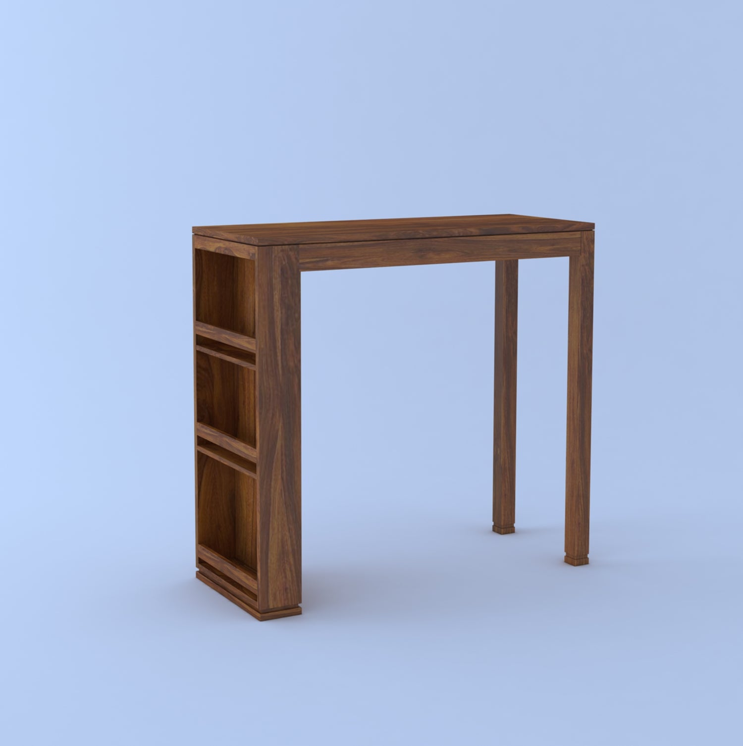 Foster Solid Sheesham Wood Bar Table With Two Stools - 3 Years Warranty