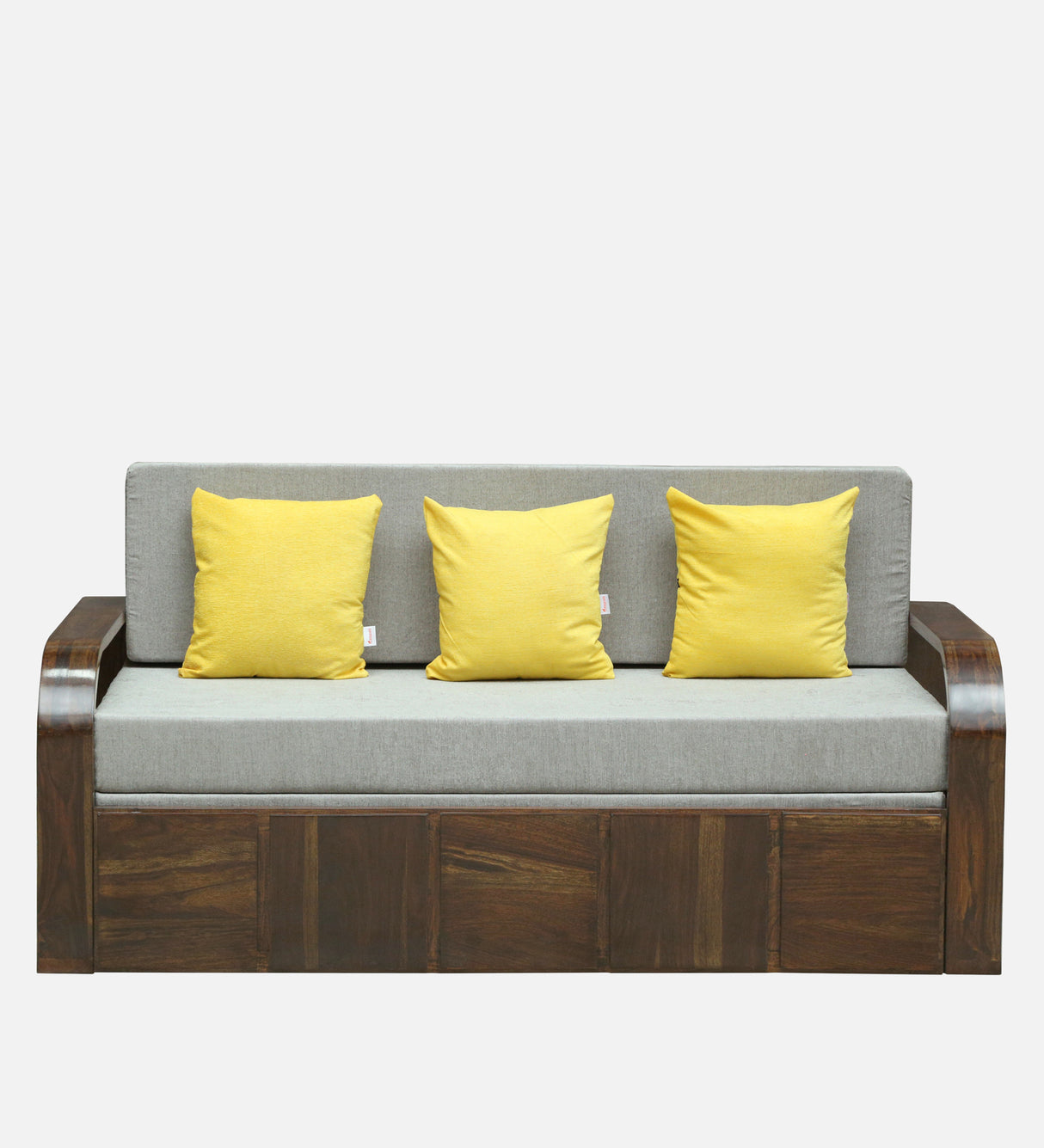 Scott Solid Sheesham Wood 3 Seater Sofa Cum Bed with Headboard Design - 3 Years Warranty