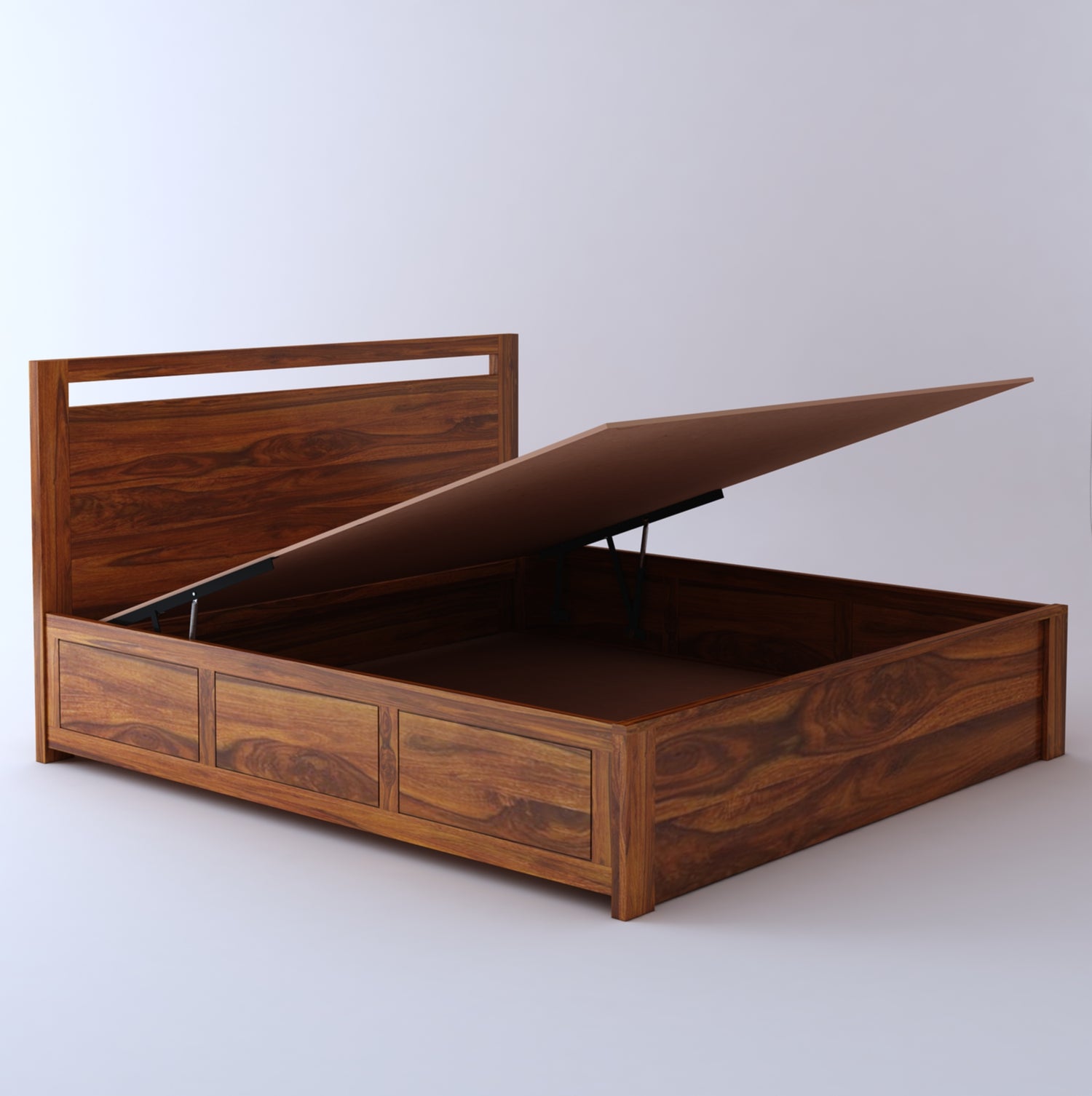 Jaipur Solid Sheesham Wood Hydraulic Storage Bed - 3 Years Warranty