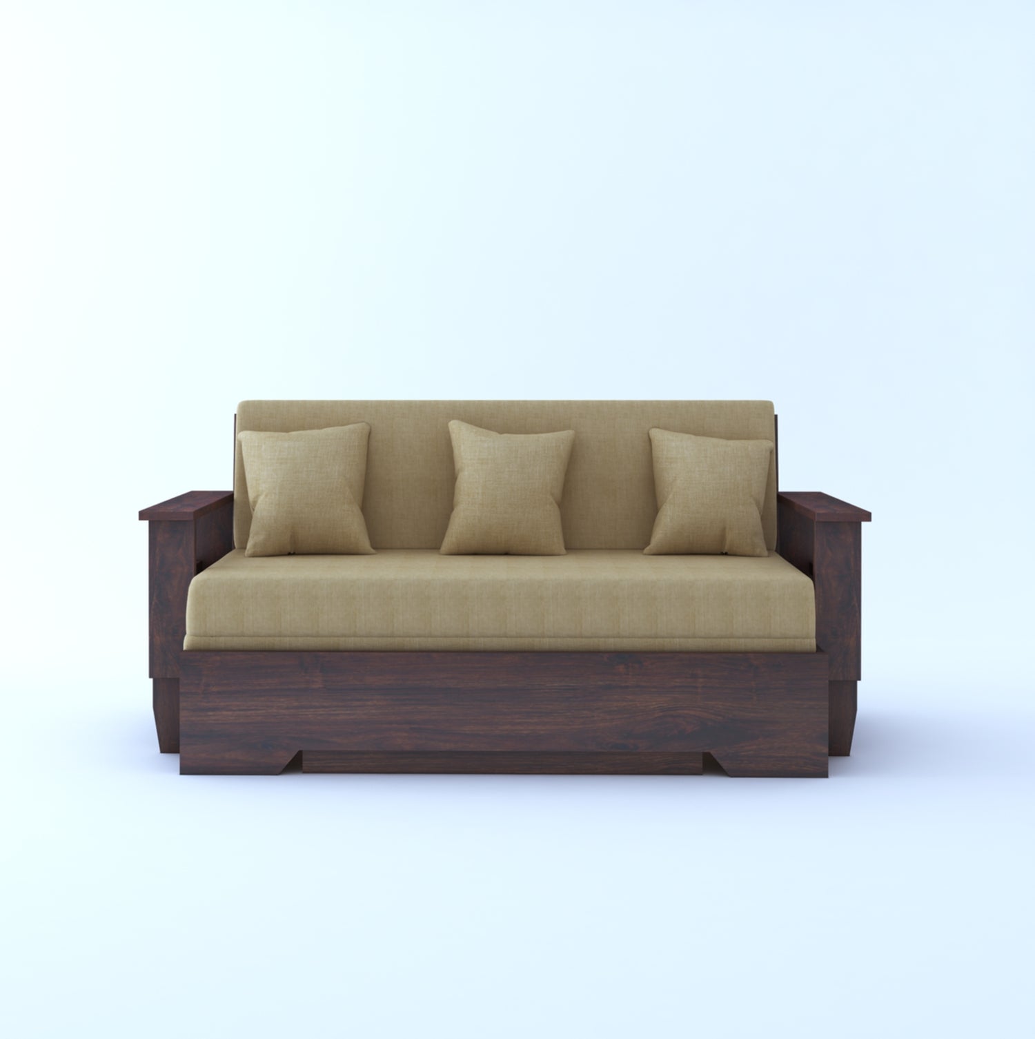 Maharaja Solid Sheesham Wood 3 Seater Sofa Cum Bed With Side Pockets - 3 Years Warranty