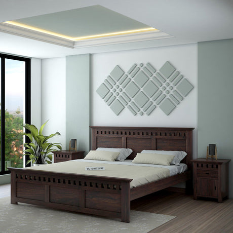 Armania Solid Sheesham Wood Bed Without Storage - 1 Year Warranty