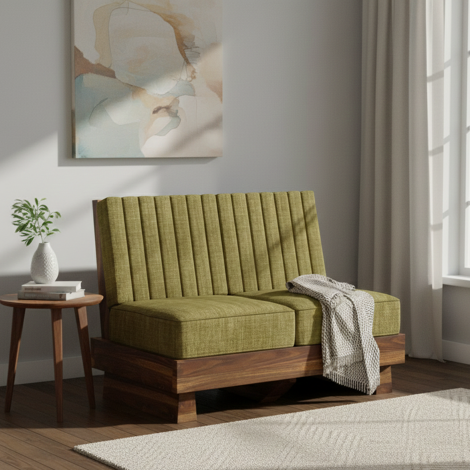 RONNY Solid Sheesham Wood 2 Seater Sofa - 3 Year Warranty (LUXE EDITION)