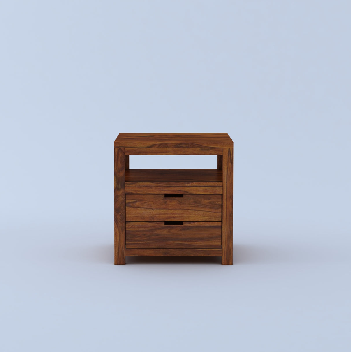 Rayon Solid Sheesham Wood Bedside Table With Two Drawer Storage -3 Years Warranty