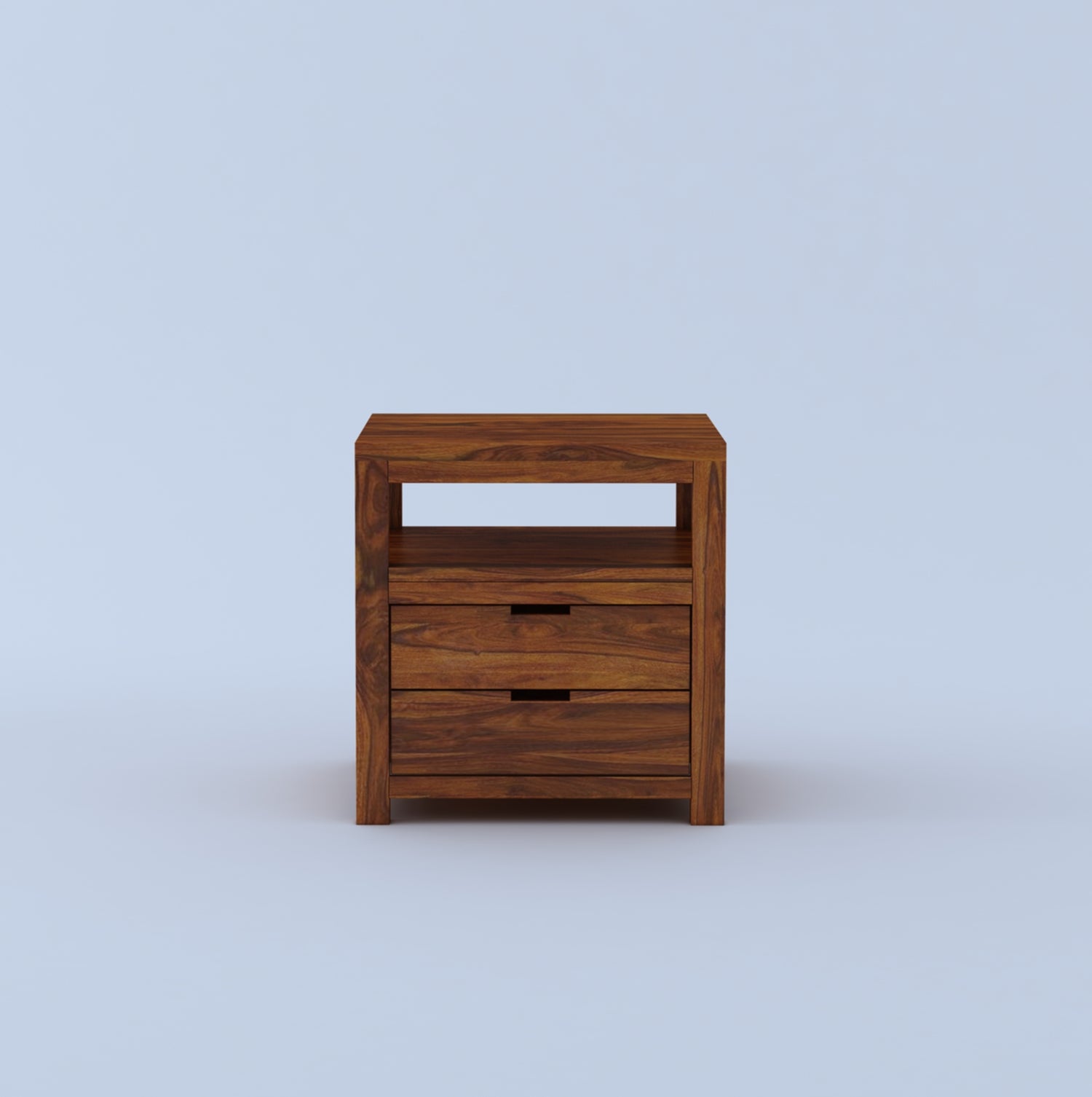 Rayon Solid Sheesham Wood Bedside Table With Two Drawer Storage -3 Years Warranty
