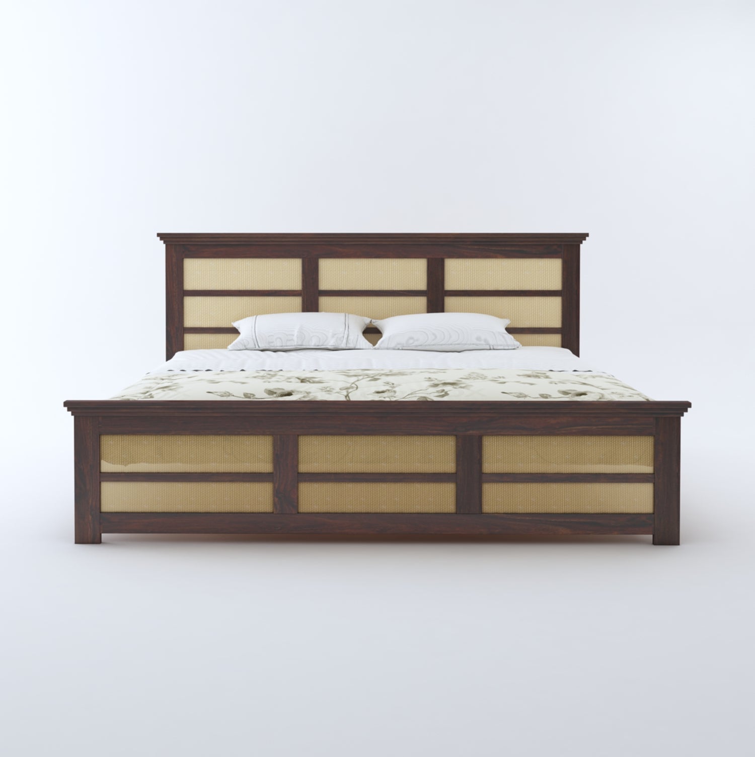 Syrus Solid Sheesham Wood Cane Bed - 3 Years Warranty