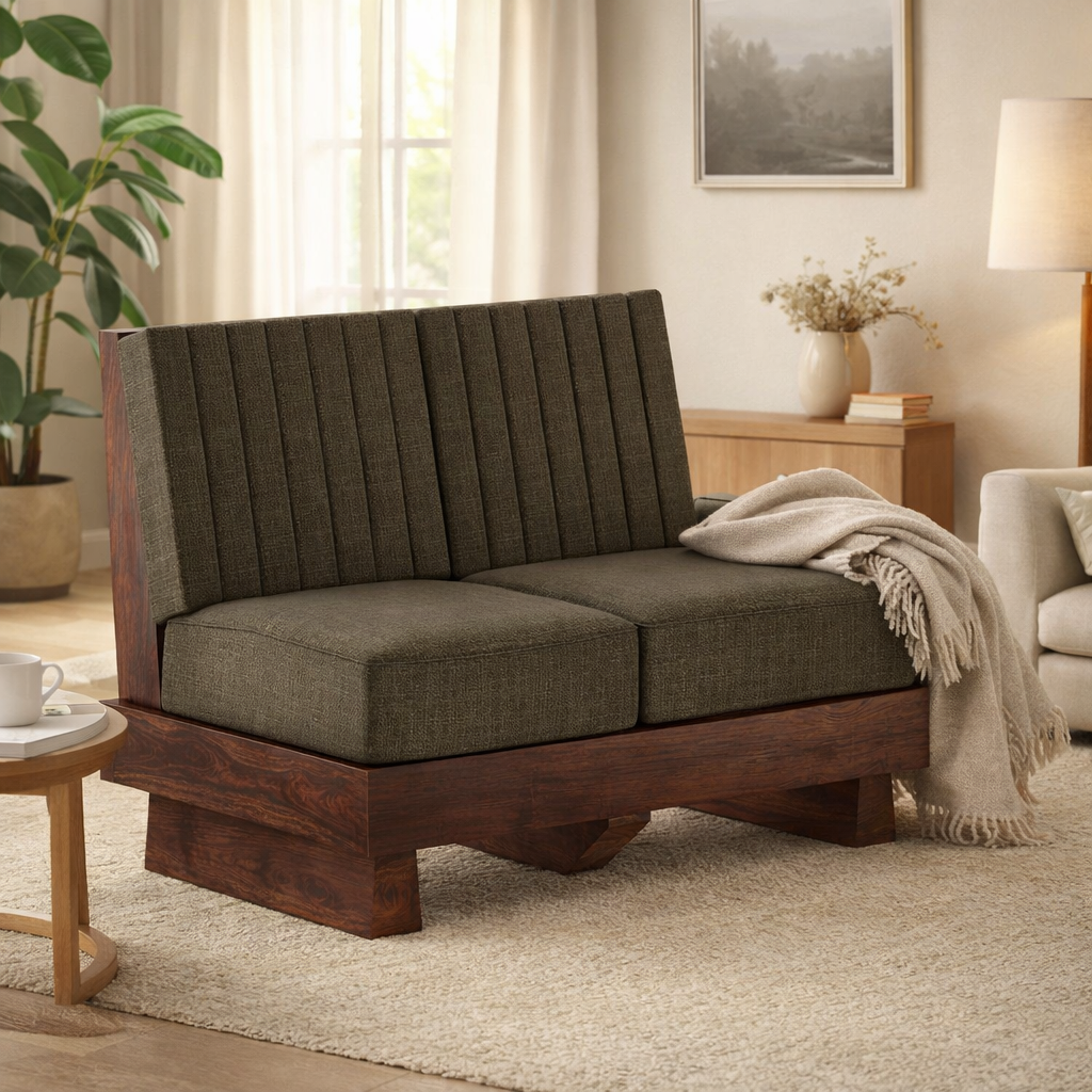 RONNY Solid Sheesham Wood 2 Seater Sofa - 3 Year Warranty (LUXE EDITION)