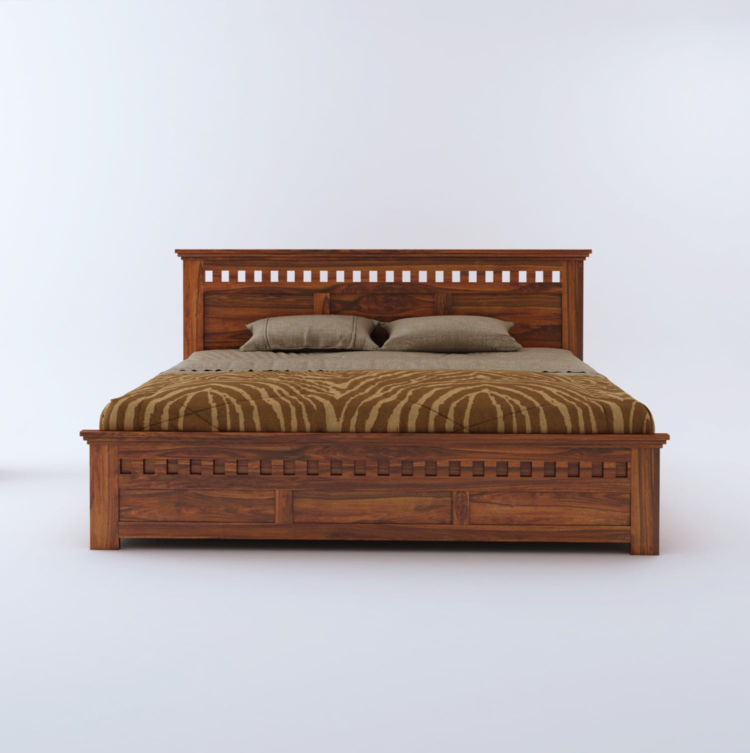 Armania Solid Sheesham Wood Bed With Box Storage - 3 Years Warranty