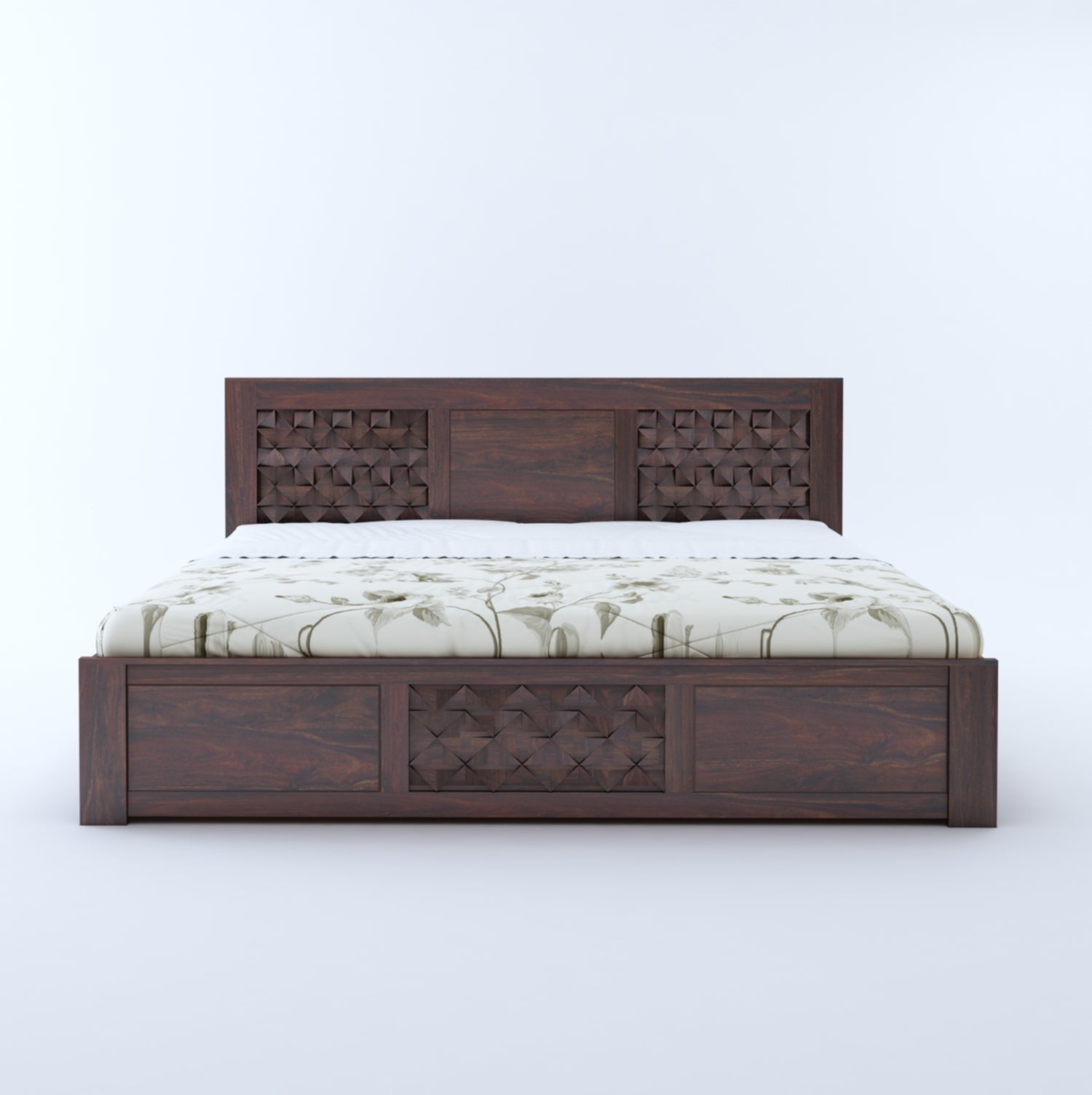 Raj Solid Sheesham Wood Full Box Storage Bed - 3 Years Warranty