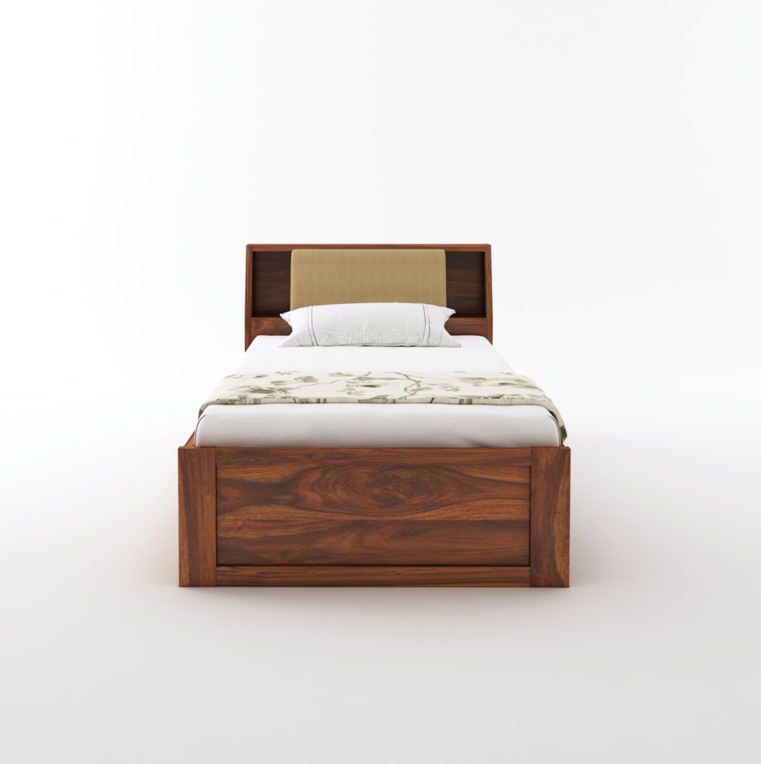 Mayor Solid Sheesham Wood Single Bed With Headboard and Drawer Storage - 3 Years Warranty
